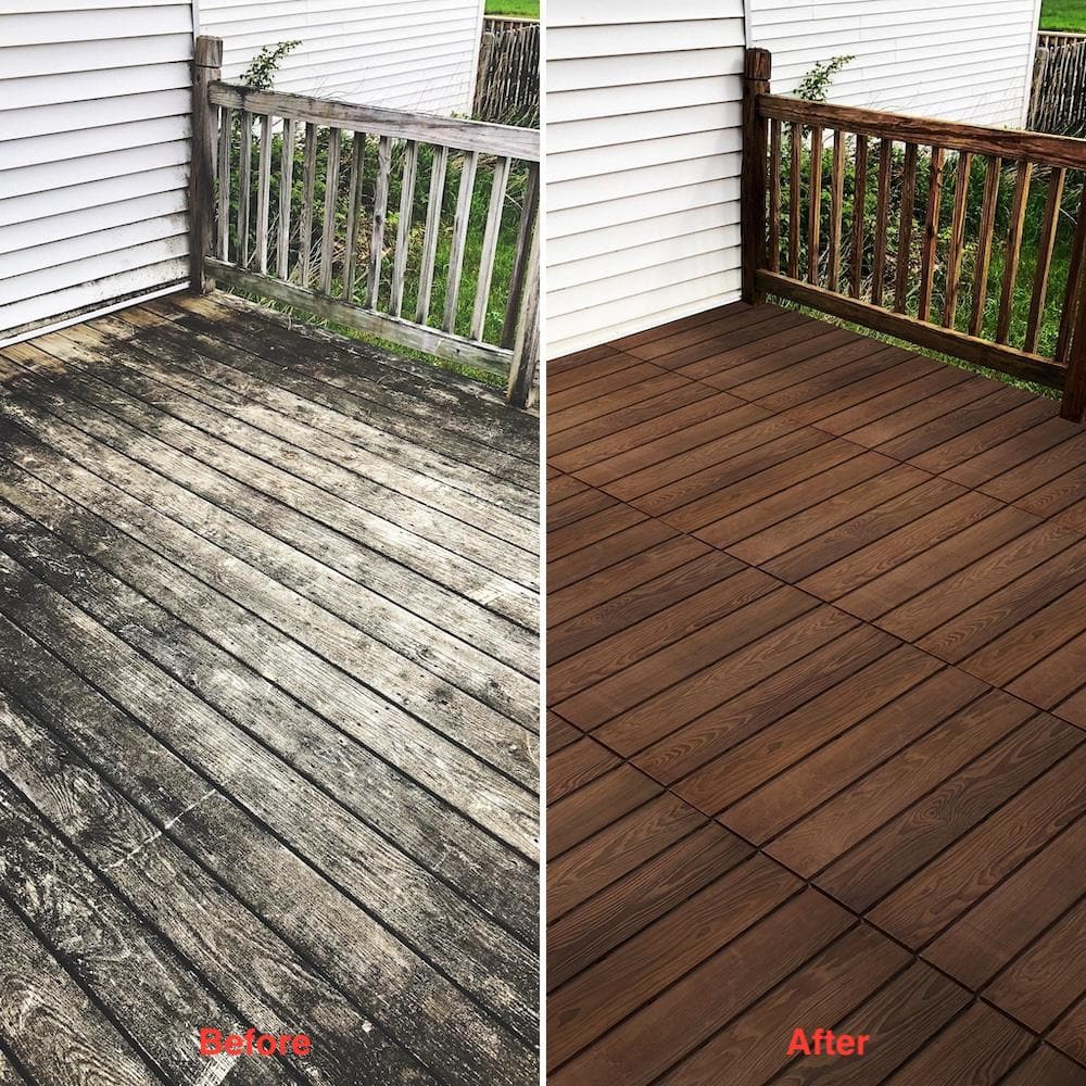 Roll Deck 4 ft. x 32 in. Non-Slip Thermo-Treated Wood Deck Tile in Brown (1-Piece/Box)