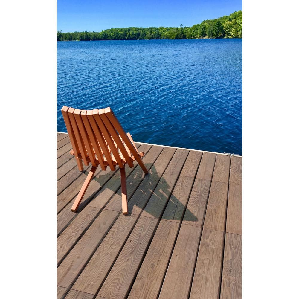 Roll Deck 4 ft. x 32 in. Non-Slip Thermo-Treated Wood Deck Tile in Brown (1-Piece/Box)
