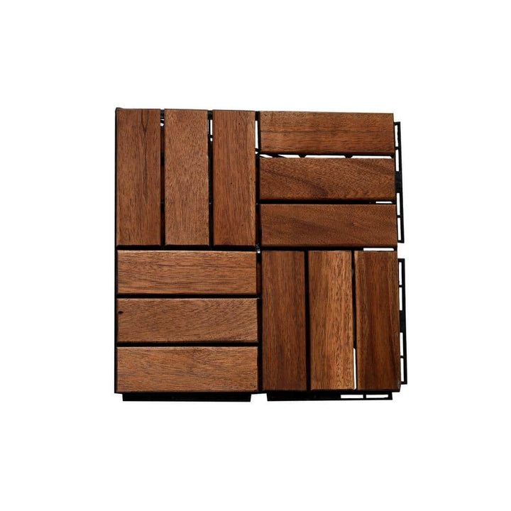 1 ft. x 1 ft. Acacia Wood Flooring Tile Deck Tile in Brown,Checker Pattern (10-Pack)