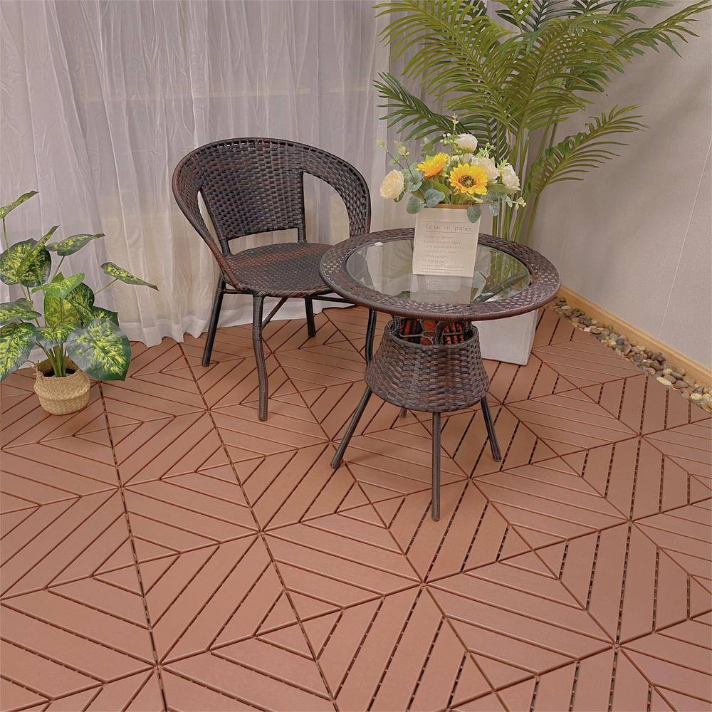 1 ft. x 1 ft. Polypropylene Deck Tile in Dark Brown (44-Piece)