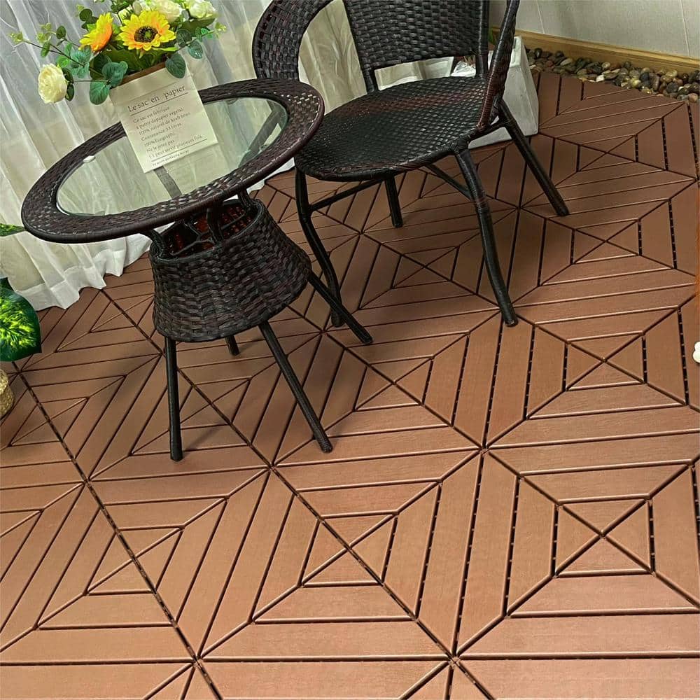 1 ft. x 1 ft. Polypropylene Deck Tile in Dark Brown (44-Piece)