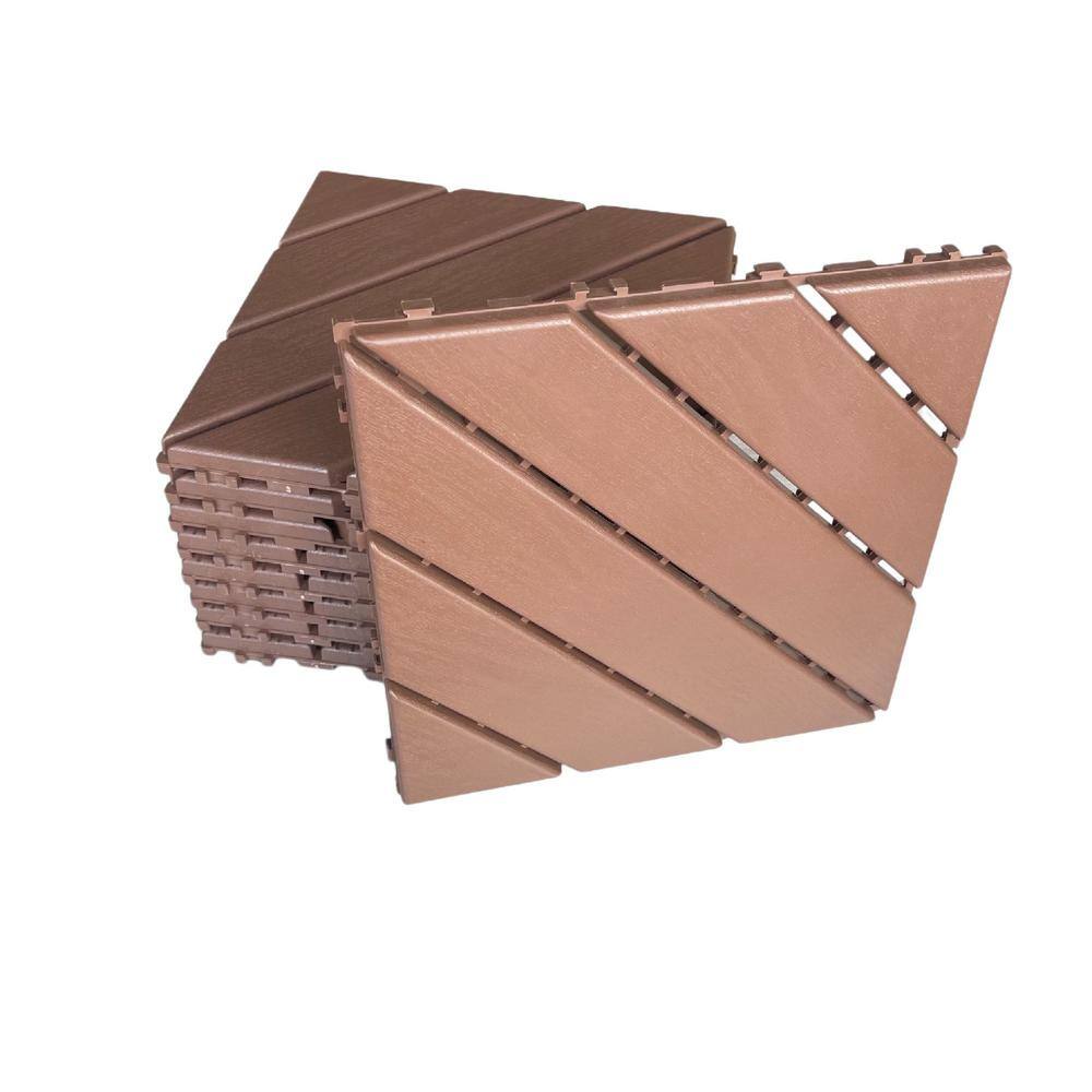 1 ft. x 1 ft. Polypropylene Deck Tile in Dark Brown (44-Piece)