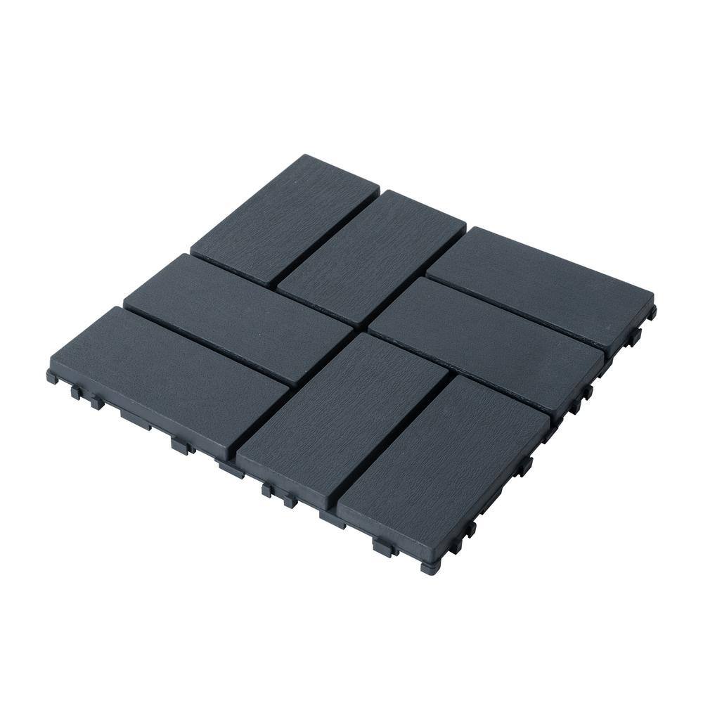 1 ft. x 1 ft. Outdoor Square Waterproof Deck Tile in Gray, All Weather Use ( 44 Per Case)