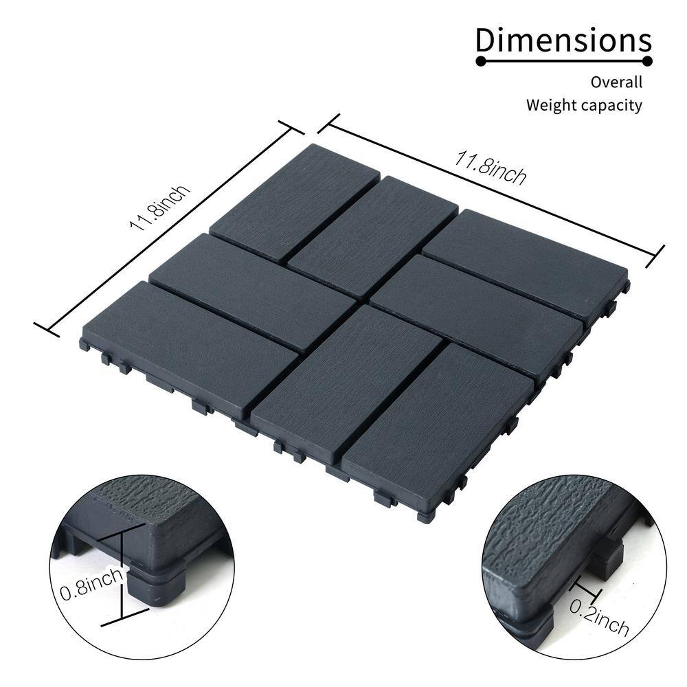 1 ft. x 1 ft. Outdoor Square Waterproof Deck Tile in Gray, All Weather Use ( 44 Per Case)