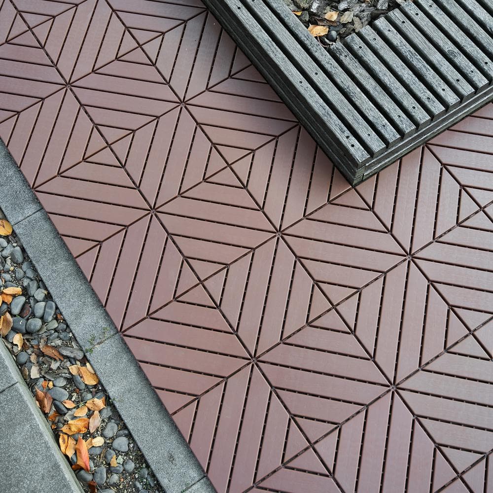 1 ft. x 1 ft. Outdoor Square Waterproof Deck Tile in Brown, All Weather Use ( 44 Per Case)