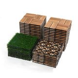 1 ft. x 1 ft. Plastic Interlock Square Deck Tile in Brown Include 36-Piece DIY and 8-Piece Simulated Lawn Tile (44-Pack)