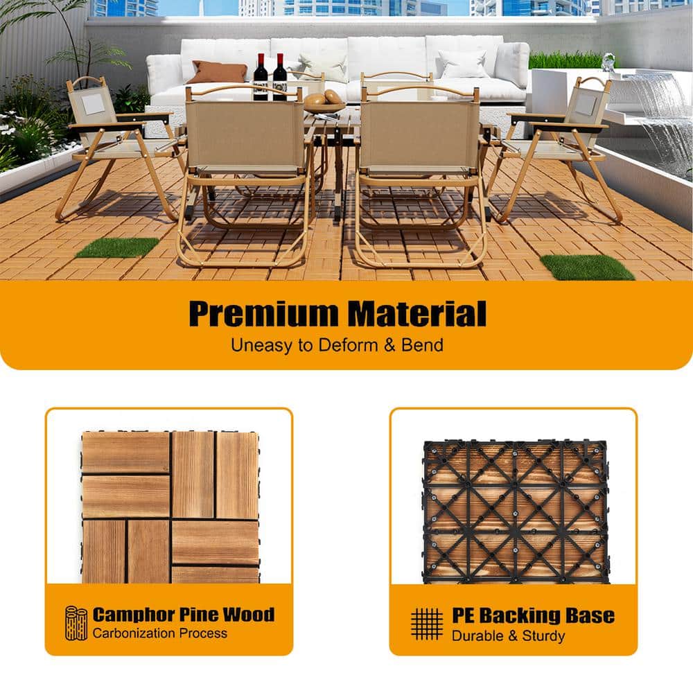 1 ft. x 1 ft. Plastic Interlock Square Deck Tile in Brown Include 36-Piece DIY and 8-Piece Simulated Lawn Tile (44-Pack)
