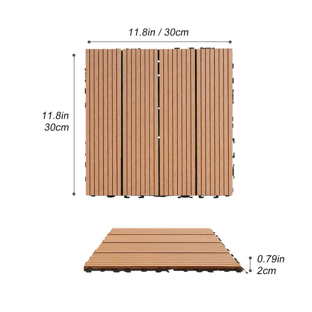 1 ft. x 1 ft. Plastic Composite Deck Tile in Brown, Resist Rust, Water, Easy to DIY and Maintain(20 per Case)