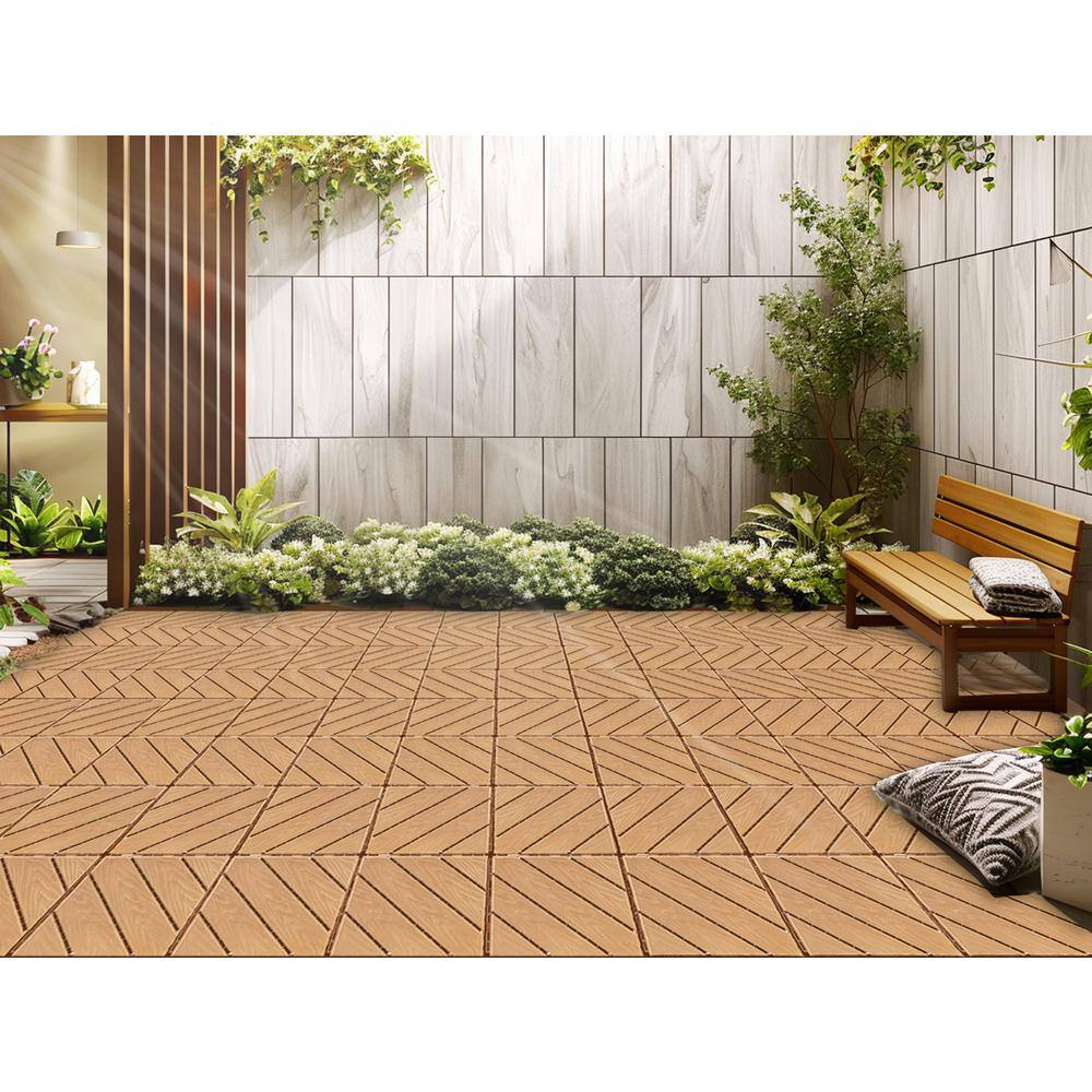 1 ft. x 1 ft. Plastic Composite Deck Tile in Brown, Resist Rust, Water, Easy to DIY and Maintain(35 per Case)