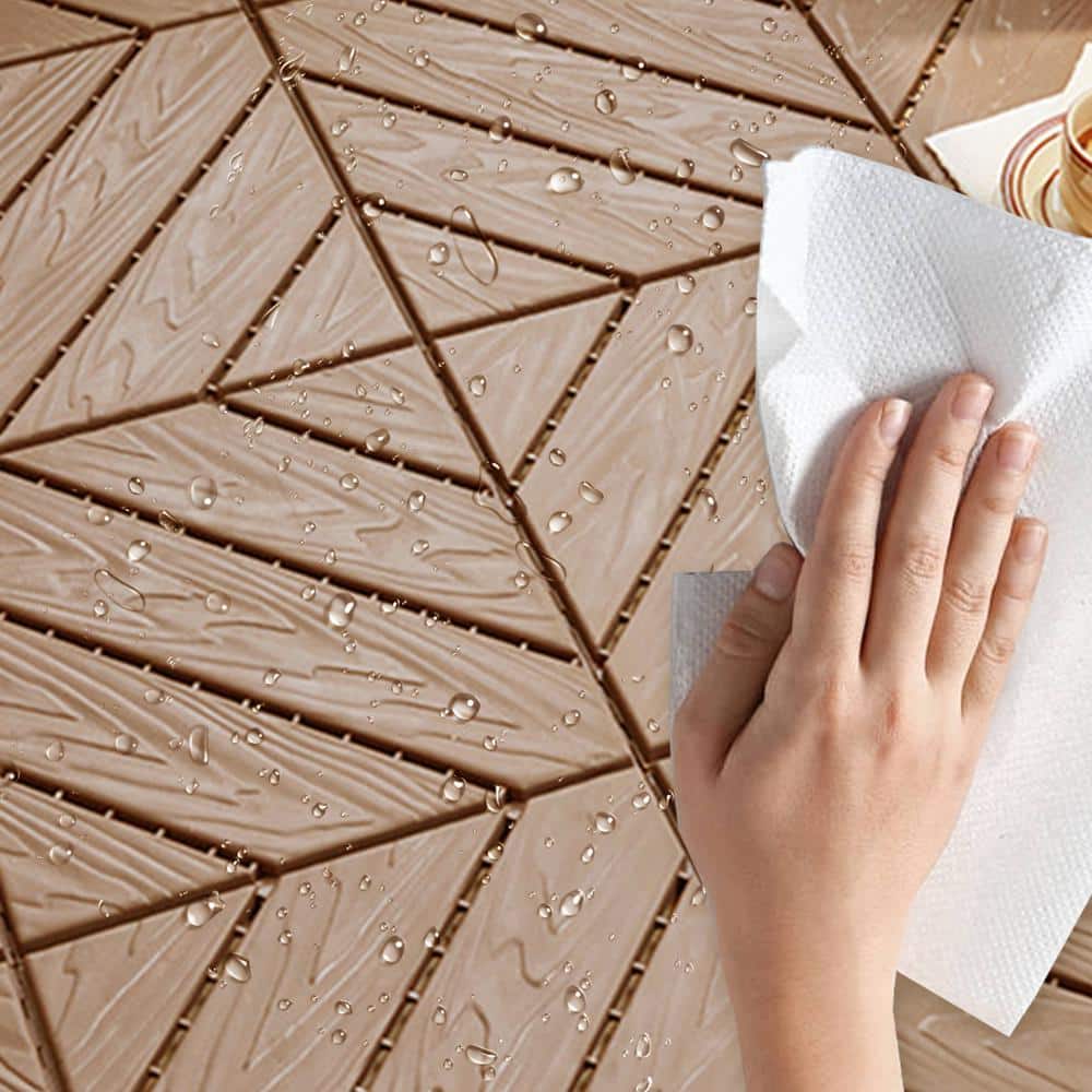1 ft. x 1 ft. Plastic Composite Deck Tile in Brown, Resist Rust, Water, Easy to DIY and Maintain(35 per Case)