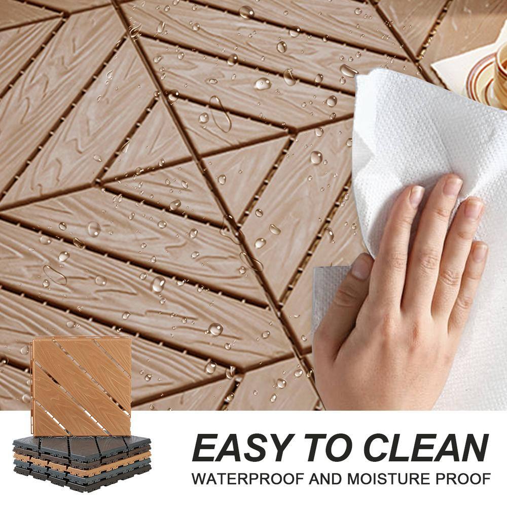 1 ft. x 1 ft. Plastic Composite Deck Tile in Brown, Resist Rust, Water, Easy to DIY and Maintain(35 per Case)
