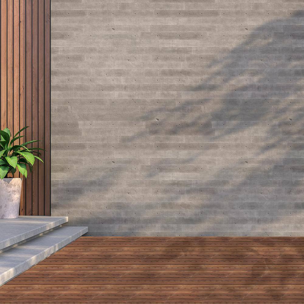 12 in. x 12 in. Striped Pattern Outdoor Acacia Wood Interlocking Deck Tiles in Brown (10-Pieces)
