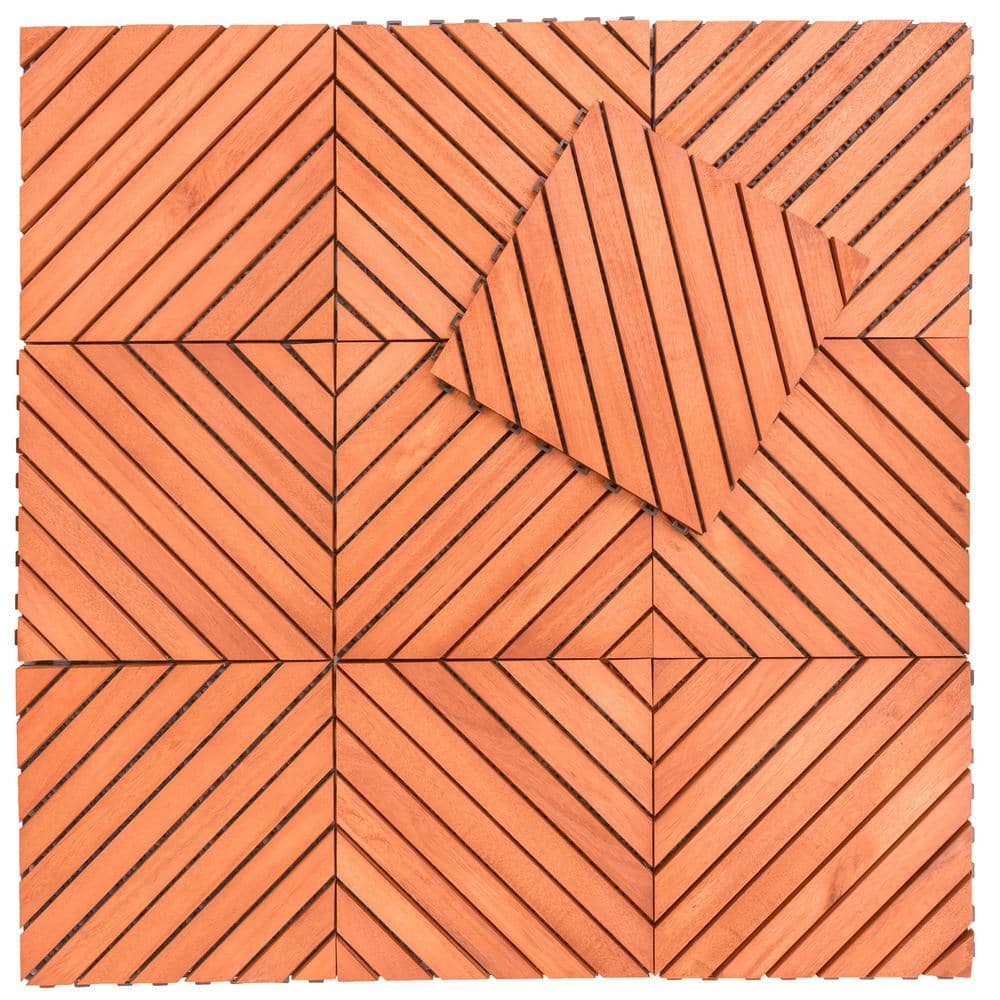 Patio 12-Diagonal 1 ft. x 1 ft. Wood Interlocking Deck Tile in Brown (10 Per Box)
