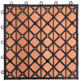 Patio 6-Slat 1 ft. x 1 ft. Wood Interlocking Deck Tile in Brown (10 Per Box)