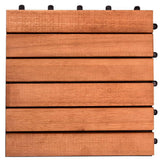 Patio 6-Slat 1 ft. x 1 ft. Wood Interlocking Deck Tile in Brown (10 Per Box)