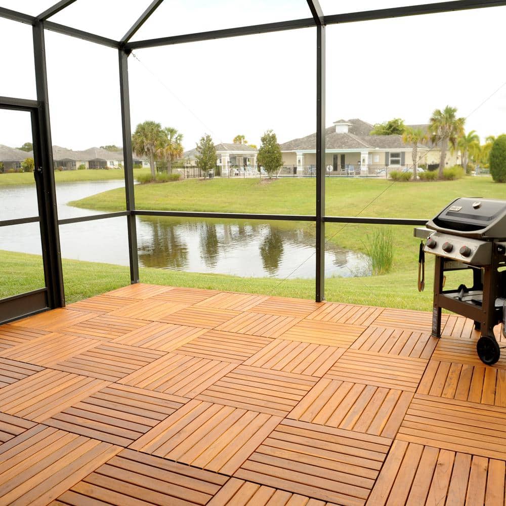 DeckWise WiseTile 2 ft. x 2 ft. Solid Hardwood Plantation Teak Deck Tile in Brown (1 Tile)