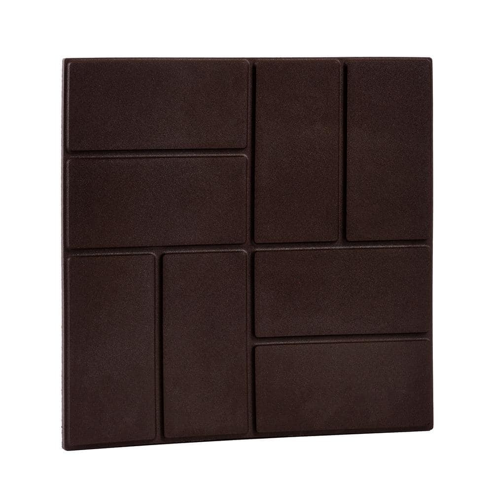 EcoBorder 15.5 in. x 15.5 in. Square Brown Cobblestone/Brick Dual-Sided 100% Recycled Rubber Paver (6-pack)