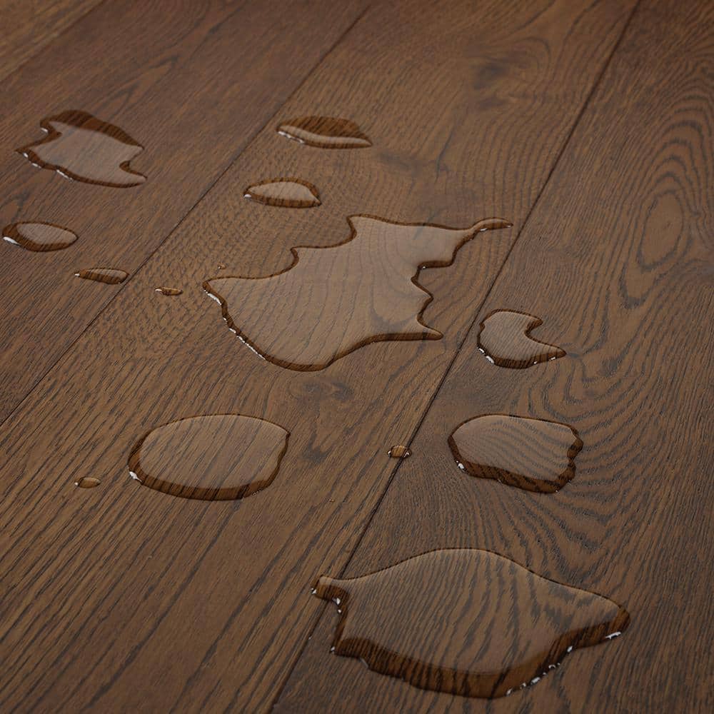 Sure+ Brown Hickory Hickory 1/4 in. T x 6.5 in. W Click Lock Wire Brushed Engineered Hardwood Flooring (21.7 sq.ft./case)