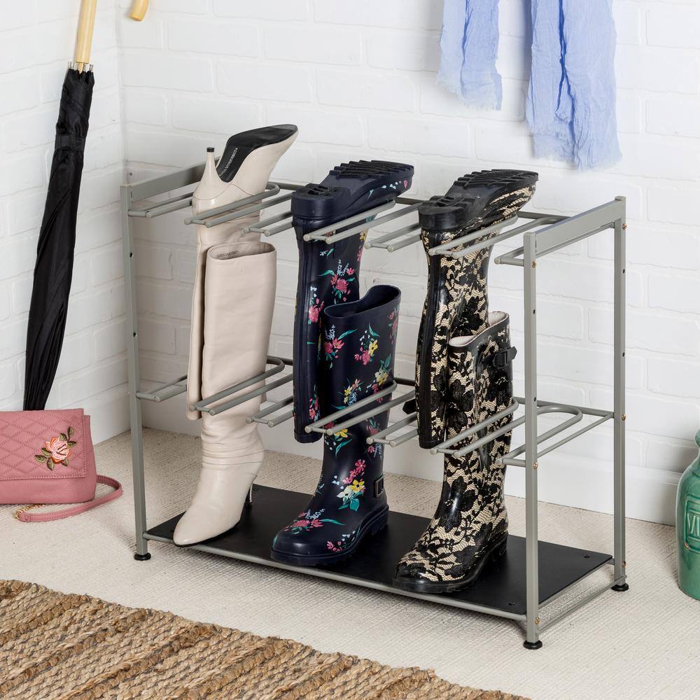 Honey-Can-Do Silver Steel Entryway or Closet Hanging Boot Storage and Drying Rack