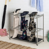 Honey-Can-Do Silver Steel Entryway or Closet Hanging Boot Storage and Drying Rack