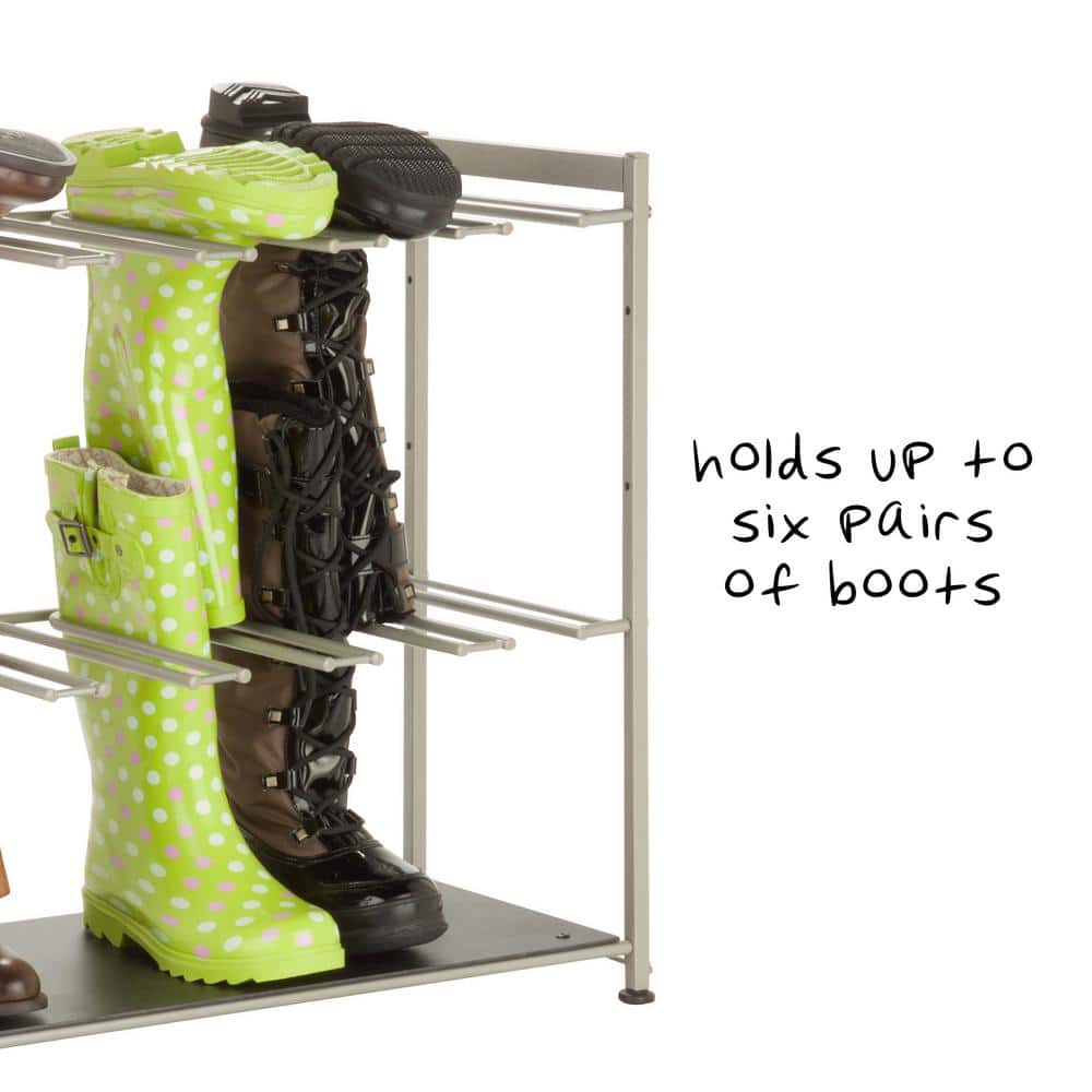 Honey-Can-Do Silver Steel Entryway or Closet Hanging Boot Storage and Drying Rack