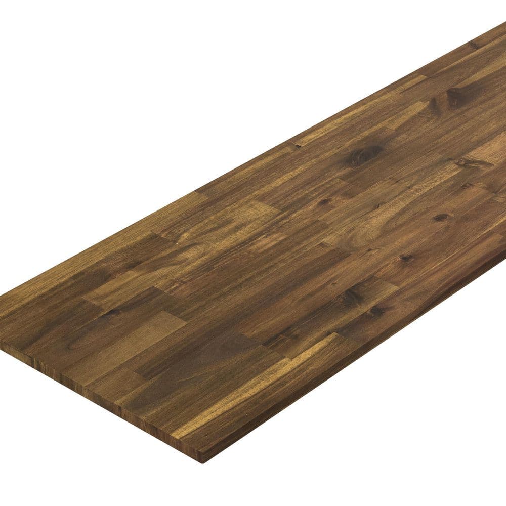 Interbuild 8 ft. L x 25.5 in. D, Acacia Butcher Block Standard Countertop in Brown with Square Edge