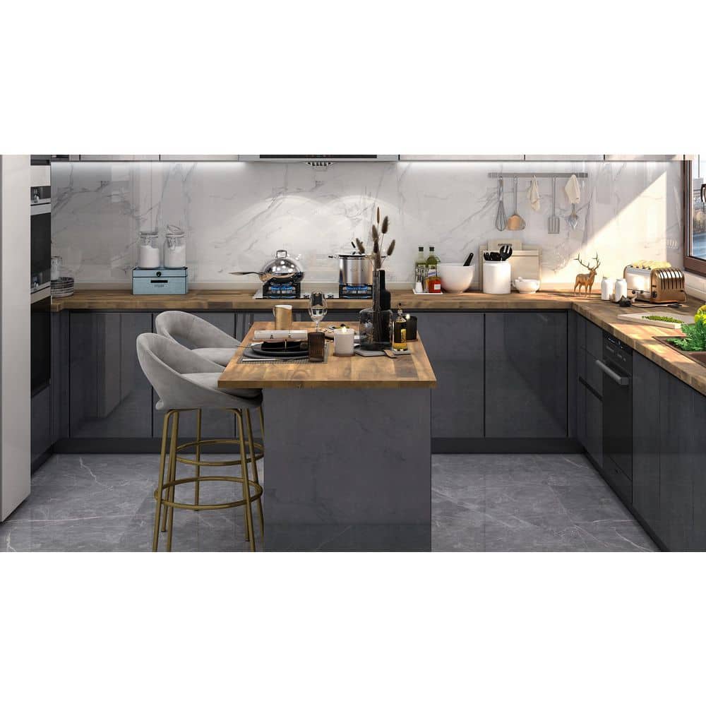 Interbuild 8 ft. L x 25.5 in. D, Acacia Butcher Block Standard Countertop in Brown with Square Edge