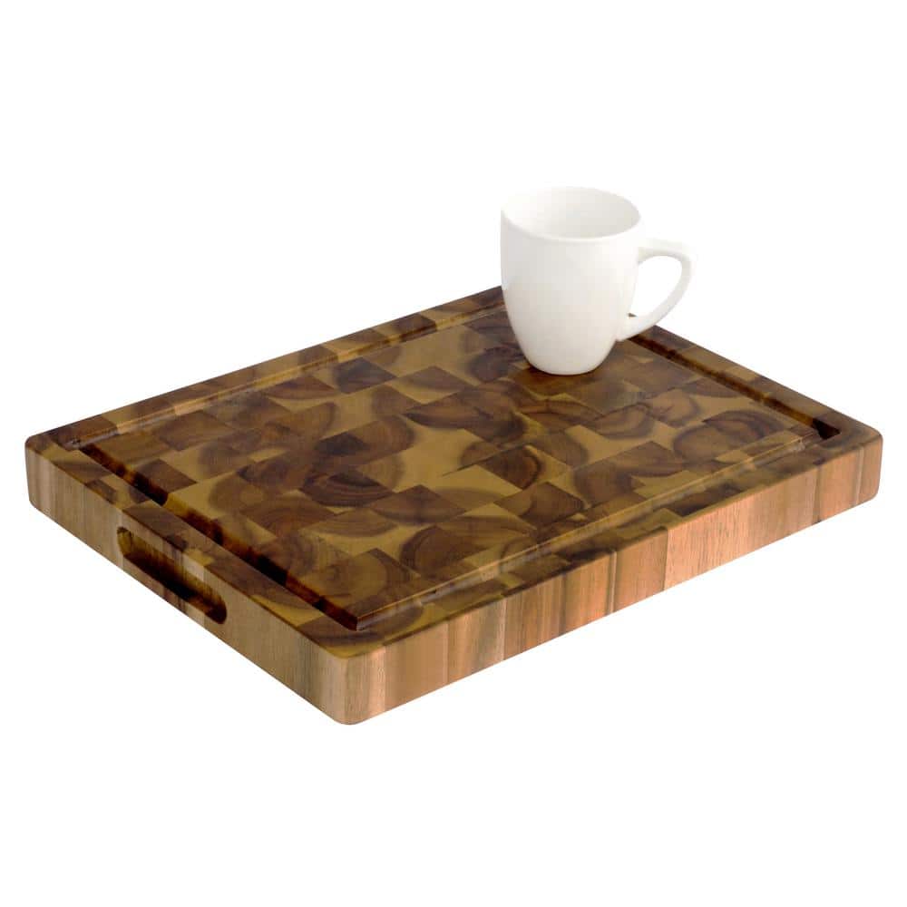 Interbuild 1.3 ft. L x 12 in. D, Acacia Butcher Block Chopping Board Countertop in Brown with Square Edge