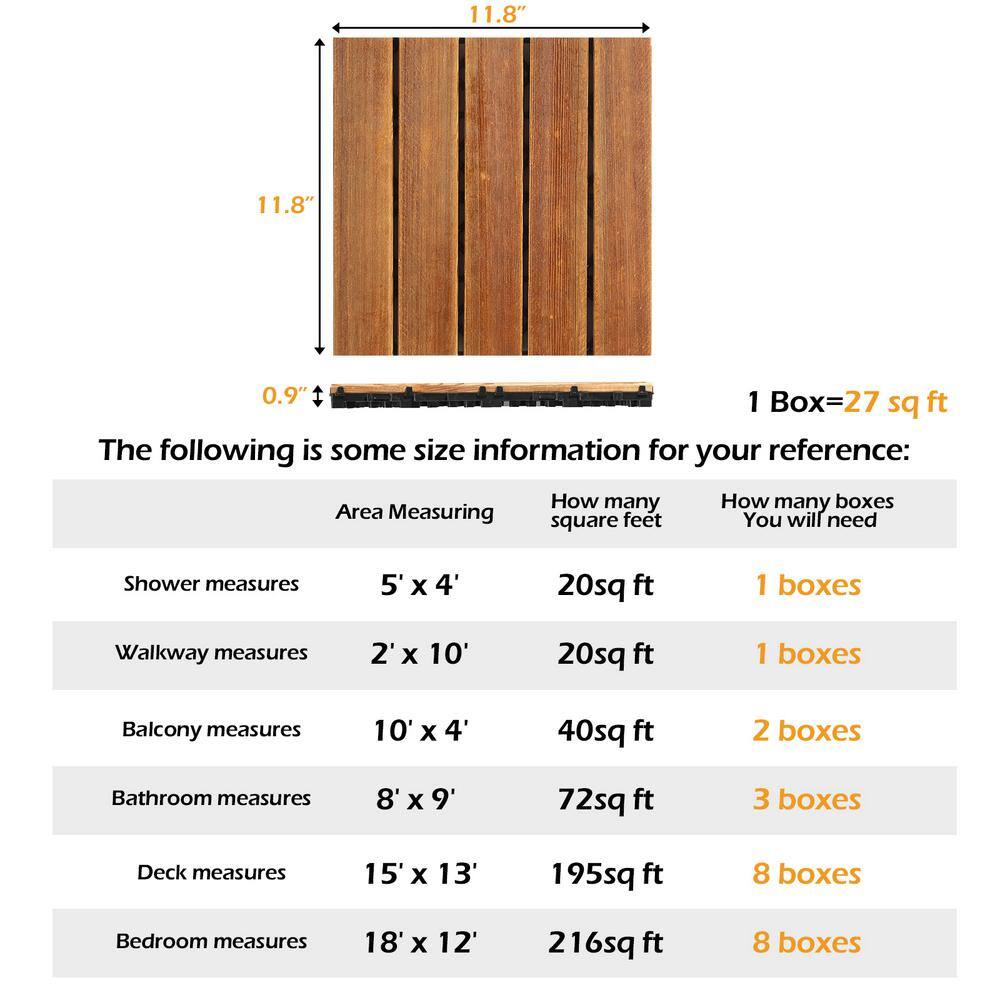 Karl home 1 ft. x 1 ft. Wood Composite Deck Tile in Brown (27 per Case)