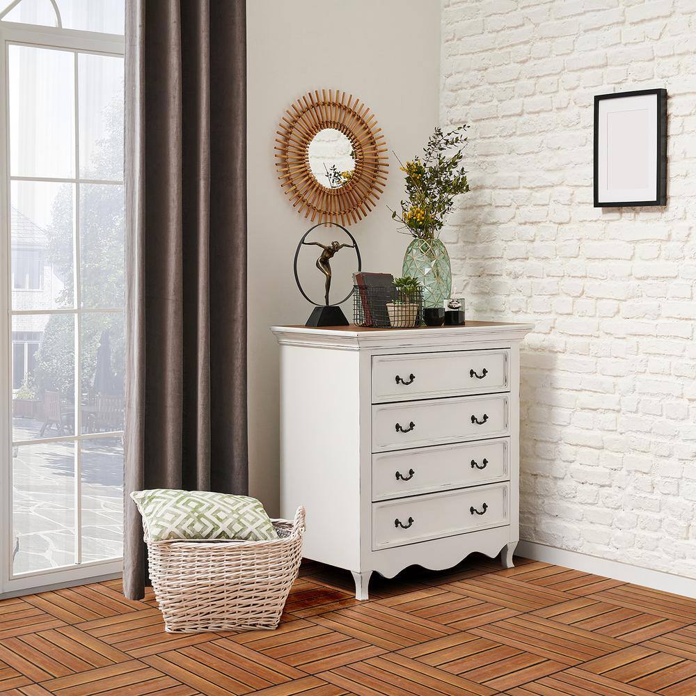 Karl home 1 ft. x 1 ft. Wood Composite Deck Tile in Brown (27 per Case)