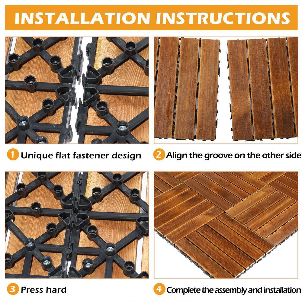 Karl home 1 ft. x 1 ft. Wood Composite Deck Tile in Brown (27 per Case)