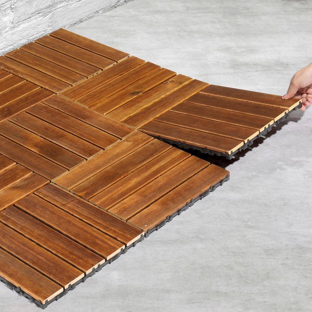 Karl home 1 ft. x 1 ft. Wood Composite Deck Tile in Brown (27 per Case)