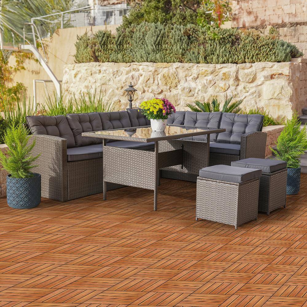 Karl home 1 ft. x 1 ft. Wood Composite Deck Tile in Brown (27 per Case)