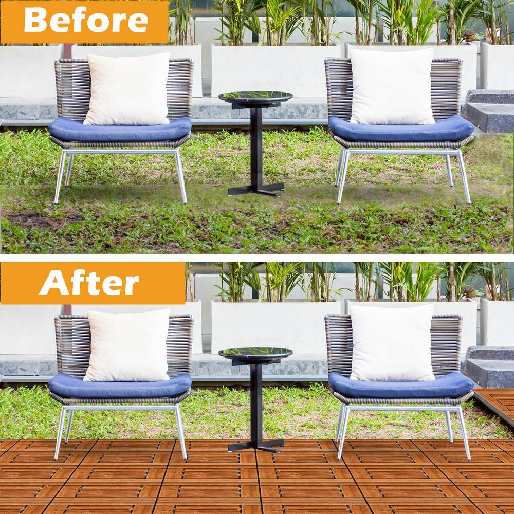 Karl home 1 ft. x 1 ft. Wood Composite Deck Tile in Brown (27 per Case)