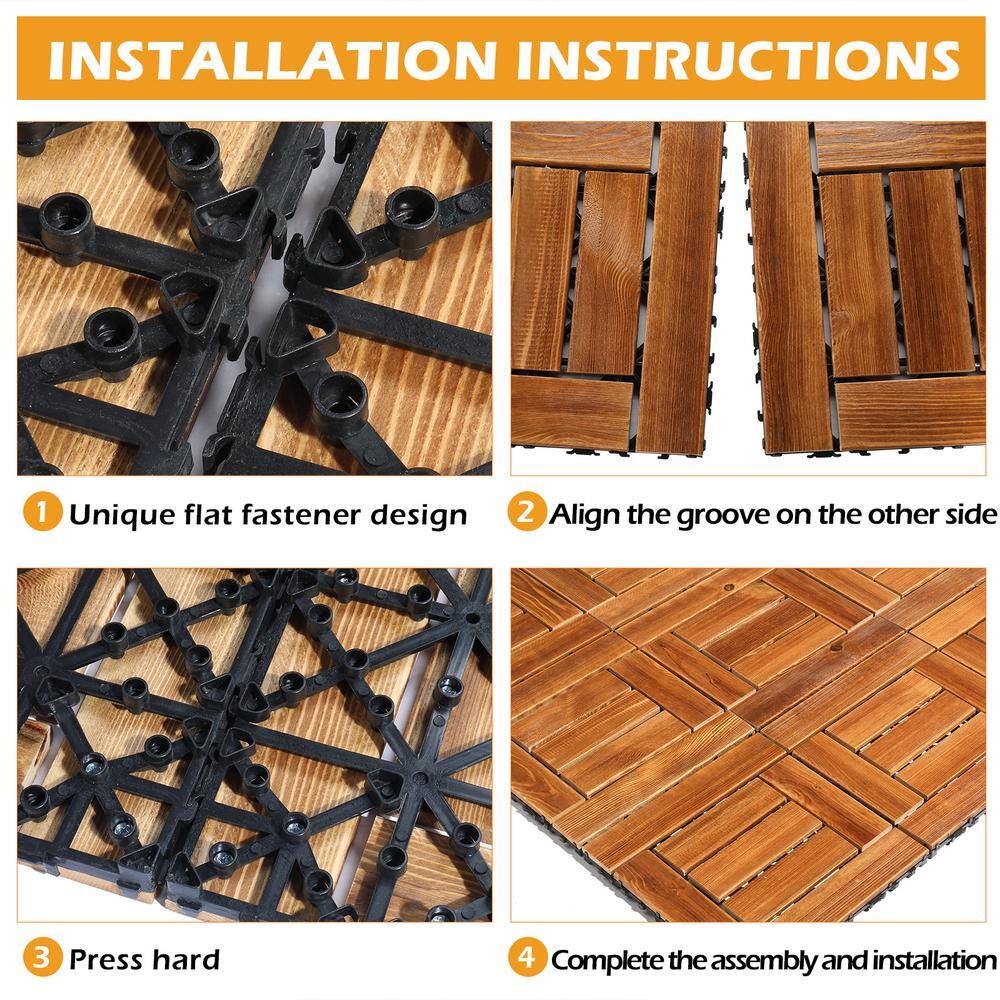 Karl home 1 ft. x 1 ft. Wood Composite Deck Tile in Brown (27 per Case)