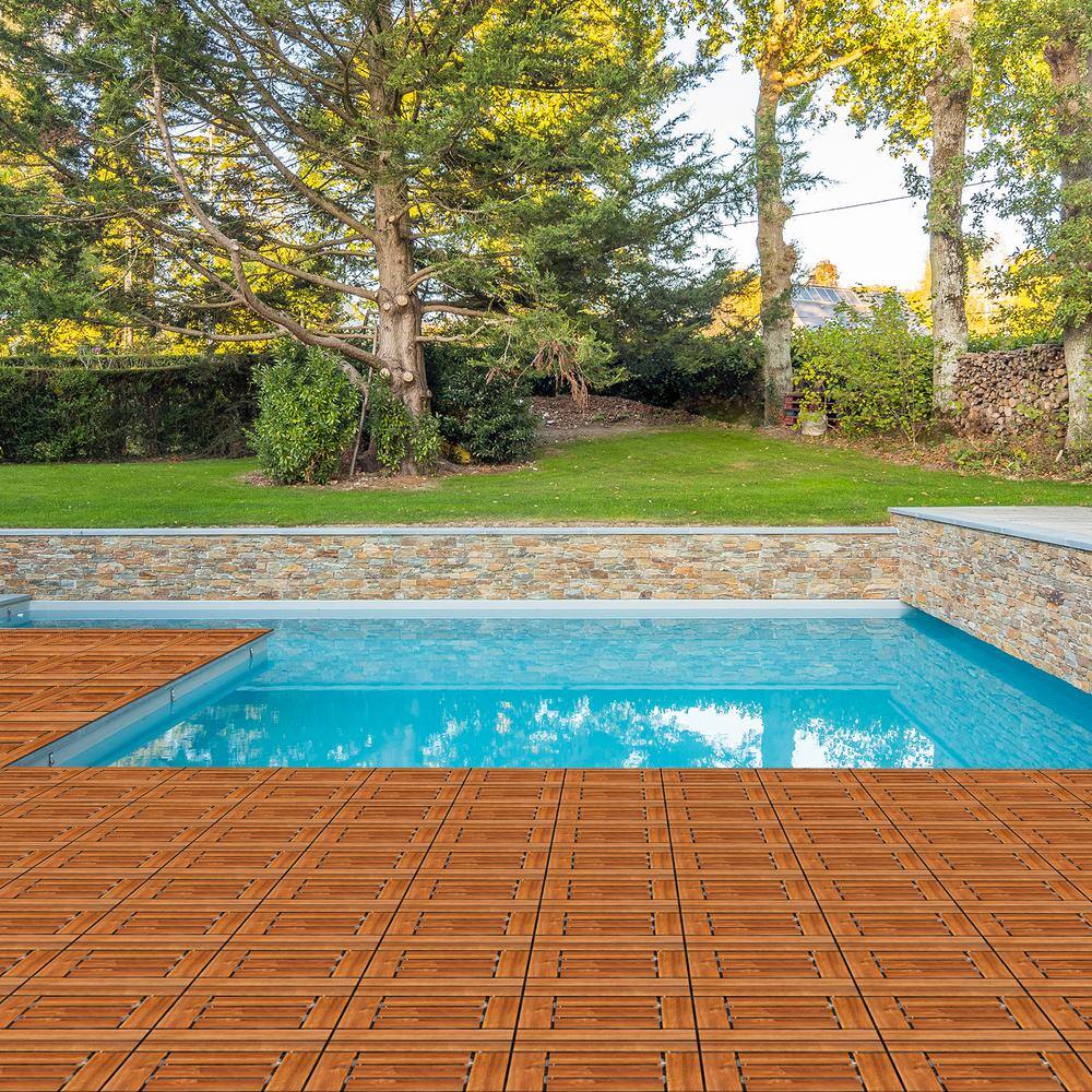 Karl home 1 ft. x 1 ft. Wood Composite Deck Tile in Brown (9 per Case)