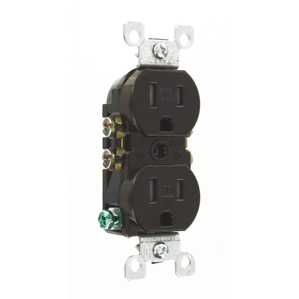 Leviton 15 Amp Tamper-Resistant Duplex Outlet, Brown