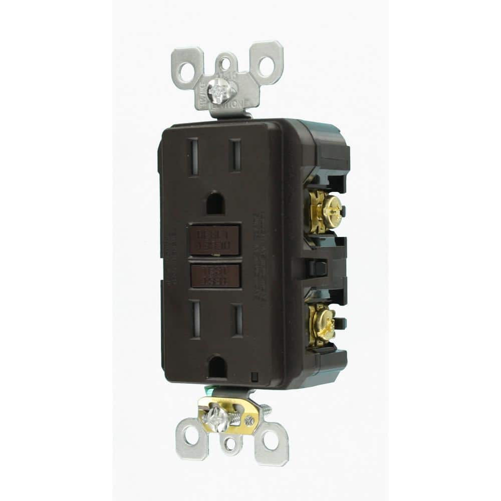 Leviton 15 Amp 125-Volt Duplex SmarTest Self-Test SmartlockPro Tamper-Resistant GFCI Outlet, Brown