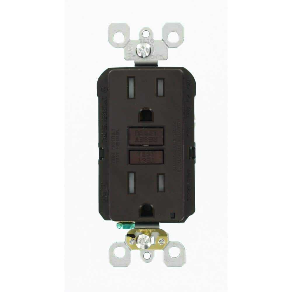 Leviton 15 Amp 125-Volt Duplex SmarTest Self-Test SmartlockPro Tamper-Resistant GFCI Outlet, Brown
