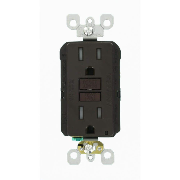 Leviton 15 Amp 125-Volt Duplex SmarTest Self-Test SmartlockPro Tamper-Resistant GFCI Outlet, Brown