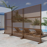 Lirago 72 in. H x 47 in. W Outdoor Metal Privacy Screen Garden Fence Woven Pattern Wall Applique in Brown