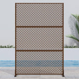 Lirago 72 in. H x 47 in. W Outdoor Metal Privacy Screen Garden Fence Woven Pattern Wall Applique in Brown