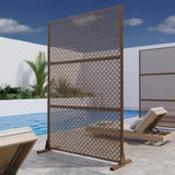 Lirago 72 in. H x 47 in. W Outdoor Metal Privacy Screen Garden Fence Woven Pattern Wall Applique in Brown