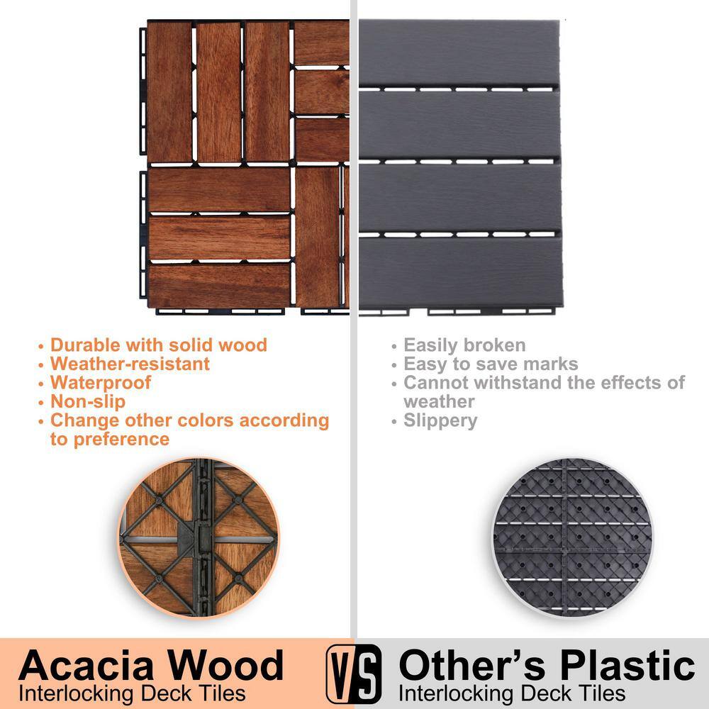 LIVIZA 1 ft. x 1 ft. Acacia Wood Deck Tile in Brown (30-Piece)