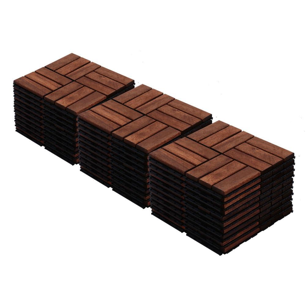 LIVIZA 1 ft. x 1 ft. Acacia Wood Deck Tile in Brown (30-Piece)