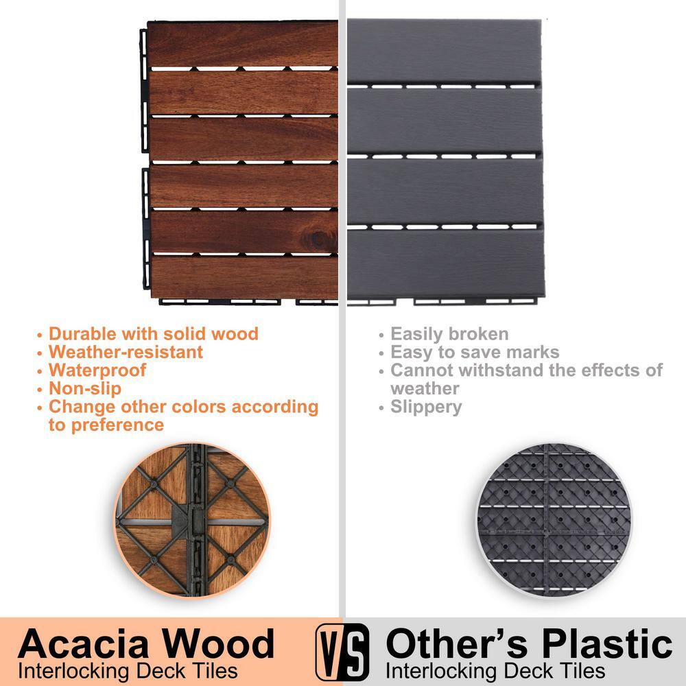 LIVIZA 1 ft. x 1 ft. Acacia Wood Deck Tile in Brown (30-Piece)