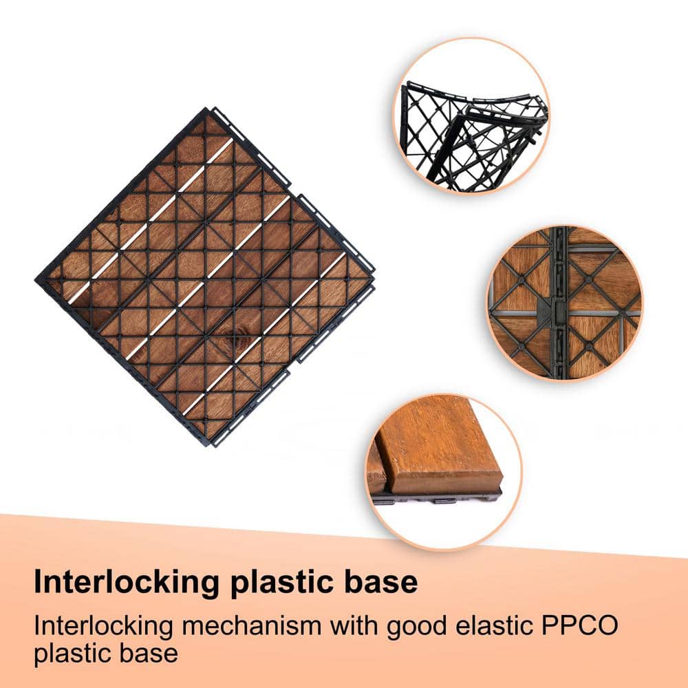 LIVIZA 1 ft. x 1 ft. Acacia Wood Deck Tile in Brown (30-Piece)