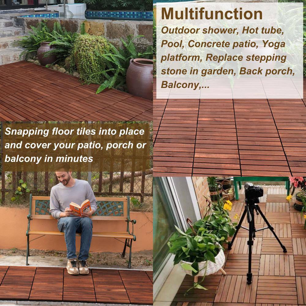 LIVIZA 1 ft. x 1 ft. Acacia Wood Deck Tile in Brown (30-Piece)