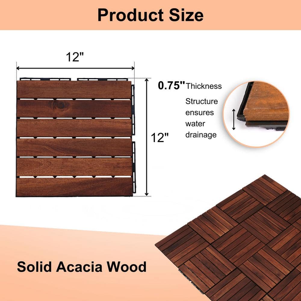 LIVIZA 1 ft. x 1 ft. Acacia Wood Deck Tile in Brown (30-Piece)