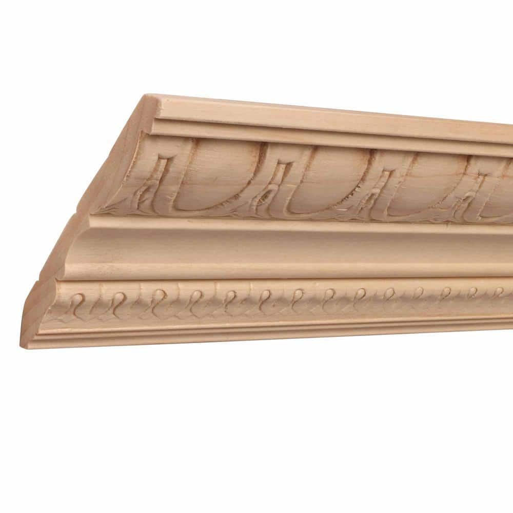 Ornamental Mouldings 1687A-4FTWHW .5 in. D X 4 in. W X 47.5 in. L Unfinished White Hardwood Egg and Dart Crown Moulding
